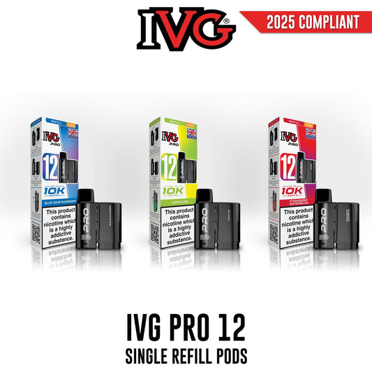 IVG Pro 12 Refill Pods – 2ml + 10ml | Up to 10,000 Puffs | 20mg Nic Salt